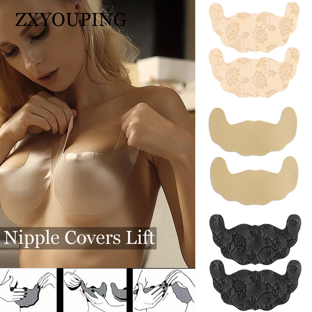 Silicone Bra Adhesive - 胸を持ち上げるための粘着テープ,下着アクセサリー,乳首カバー,レース,使い捨て,5ペア