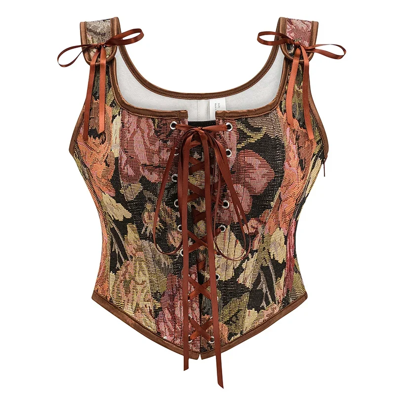 Corset Waist Cinch - 女性のためのヴィンテージゴシックレースアップコルセット,花柄,セクシーなタンクトップ,ウエストトレーナー,ボディシェイパー,シェイプウェア,スリミングベスト,ジッパー