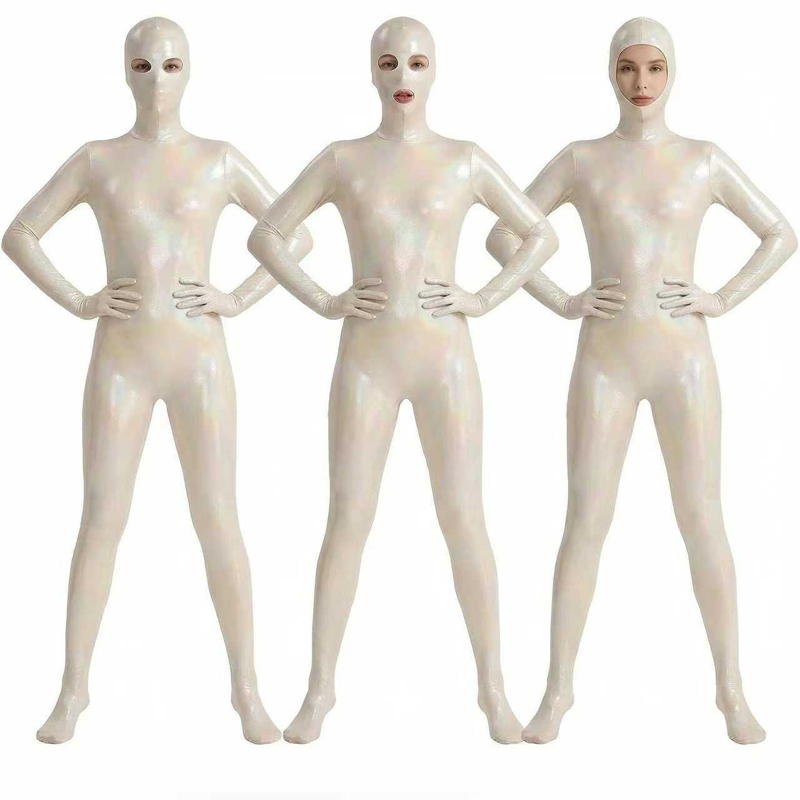 Shapewear Bodysuit Firm - 女性用光沢グラデーションゼンタイボディスーツ高弾性グロッシーオイルシャインタイトヨガシェイパーコスプレ全身ワンピースジャンプスーツ
