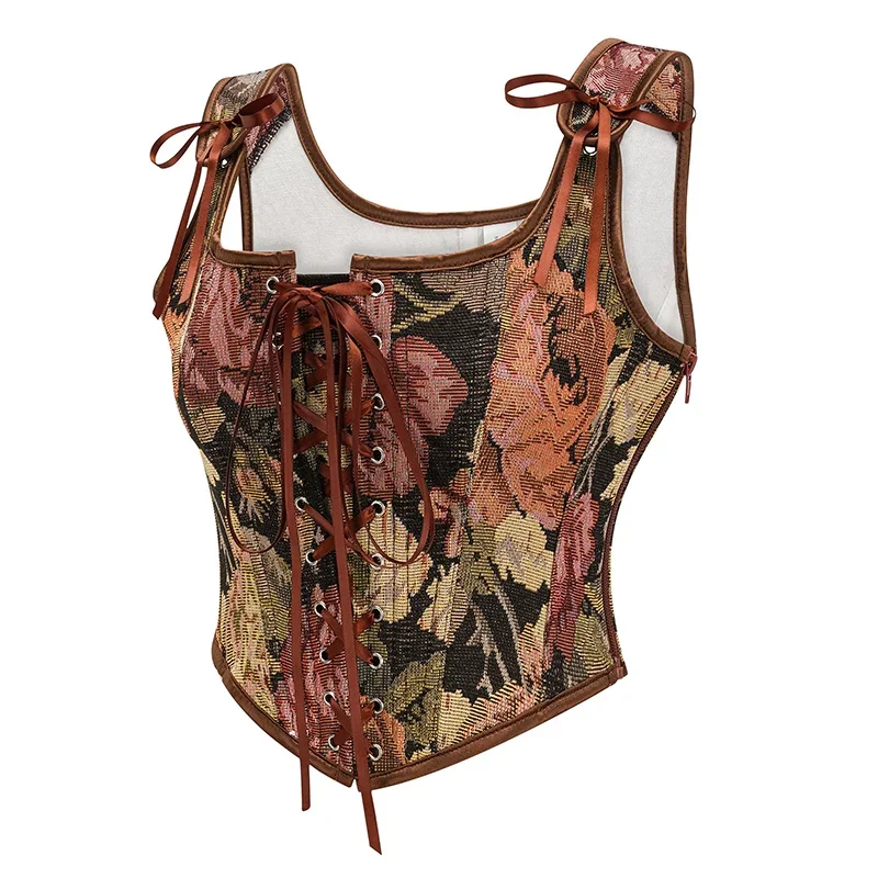 女性のためのヴィンテージゴシックレースアップコルセット,花柄 - Corset Waist Cinch のレビューと価格