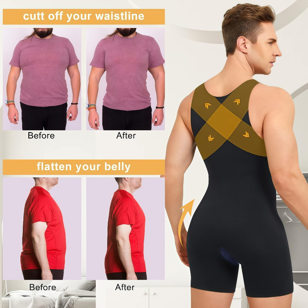 1 個メンズシームレス圧縮ボディスーツ、ノースリーブ全身シェ - Shapewear Bodysuit Firm のレビューと価格