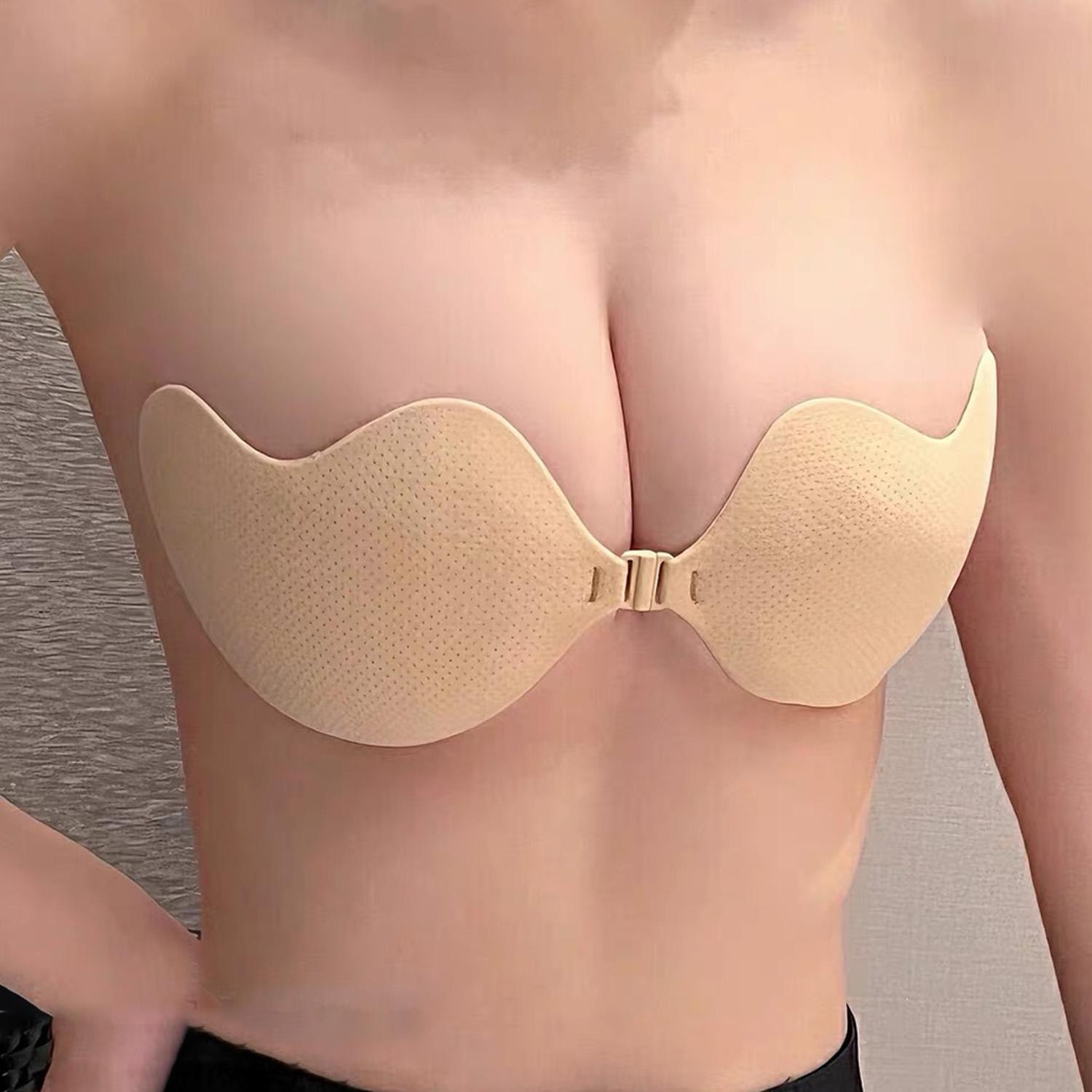 女性用バックレスインビジブルプッシュアップブラ、ストラップレ - Silicone Bra Adhesive のレビューと価格