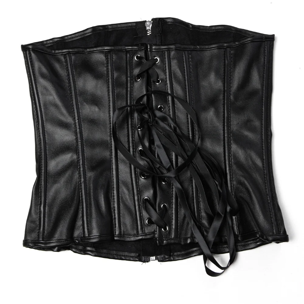 黒ショートジッパー PU フェイクレザーアンダーバストコルセ - Corset Waist Cinch のレビューと価格