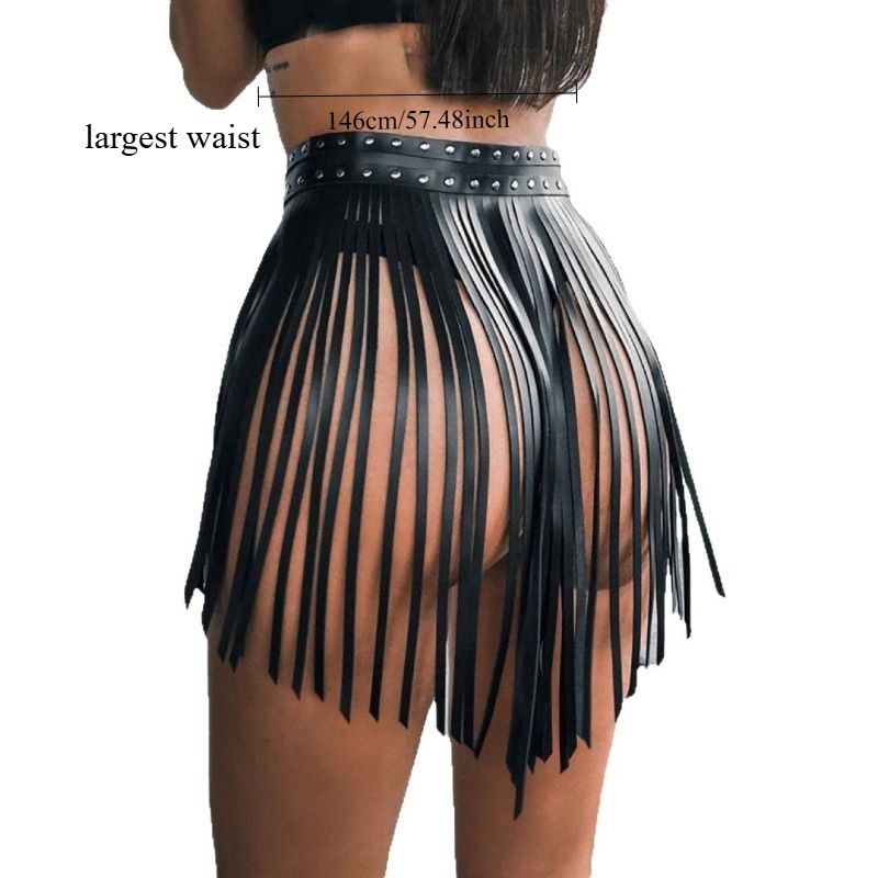 女性用ゴシックボンデージスカート、黒のパンクスタイル、タッセ - Garter Belt Set のレビューと価格