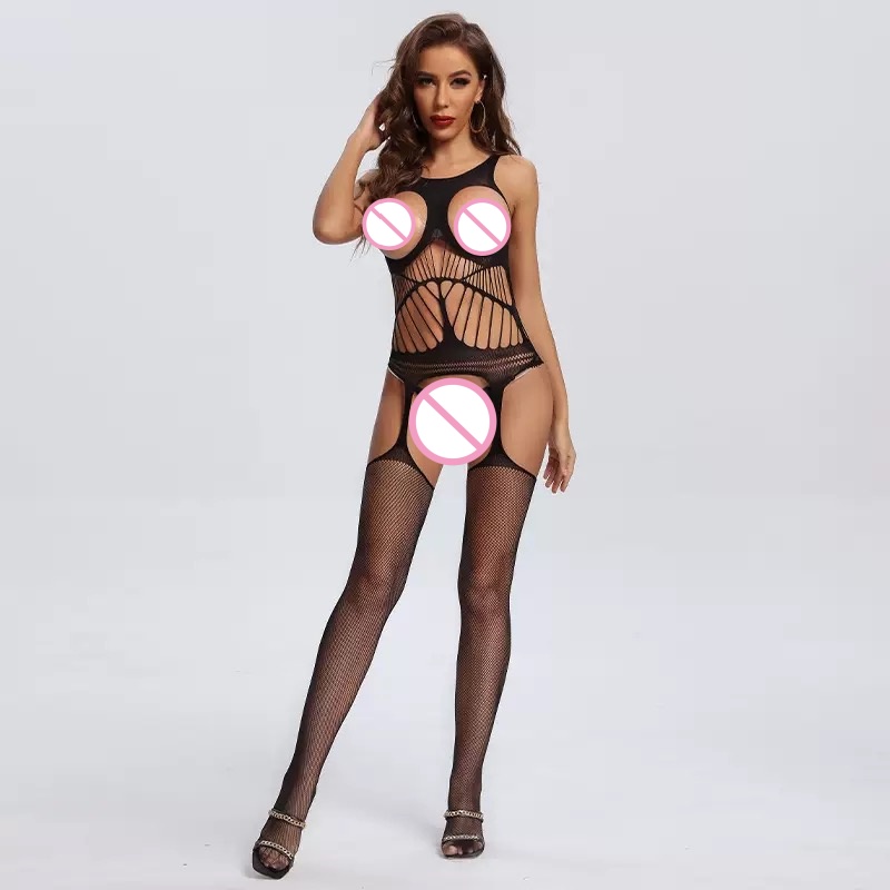 クロッチレスボディスーツ 透明ボディストッキング セクシーボ - Bodystocking Fishnet のレビューと価格