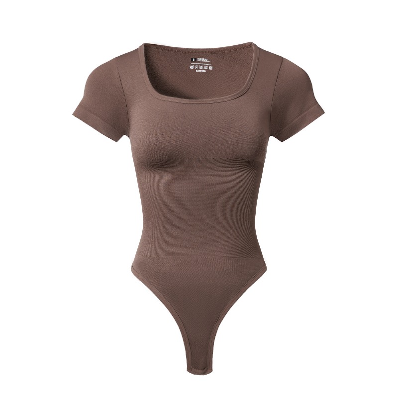 女性用プラスサイズスクエアネック半袖ボディスーツ、お腹引き締 - Shapewear Bodysuit Firm のレビューと価格
